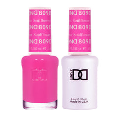 DND Soulflower 809 gel nail polish bottle showing deep pink shade for long-lasting color.