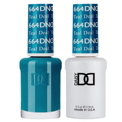 DAISY DND Teal Deal 664 bottle closeup showing rich teal color and long-wear potential