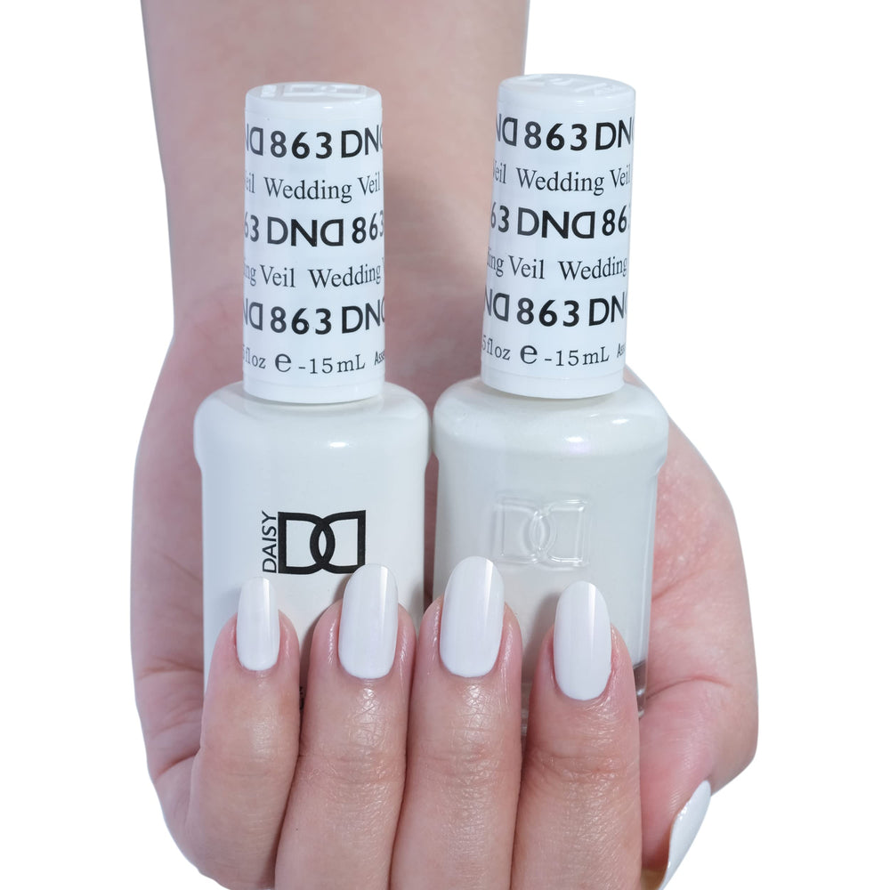 Wedding Veil 863 swatch highlights a full-coverage white base for nails.
