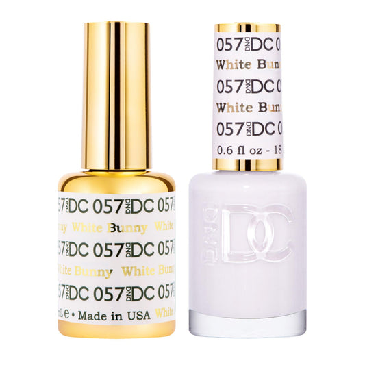 DAISY DND White Bunny gel polish bottle close-up with creamy white finish and long wear