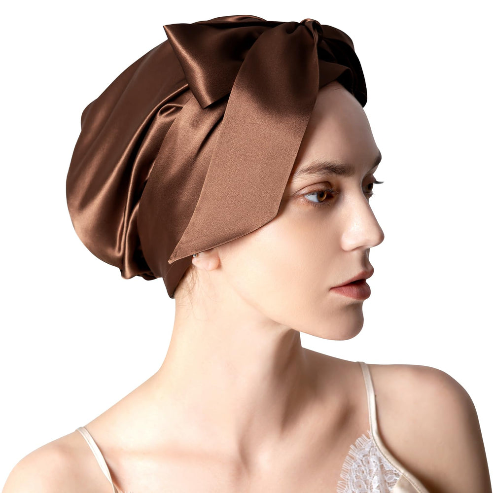 DAISYSILK 100% Mulberry Silk Bonnet close-up highlights smooth texture for gentle hair care.