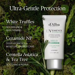 d'alba Piedmont Waterfull Sunscreen no-white-cast close-up on skin