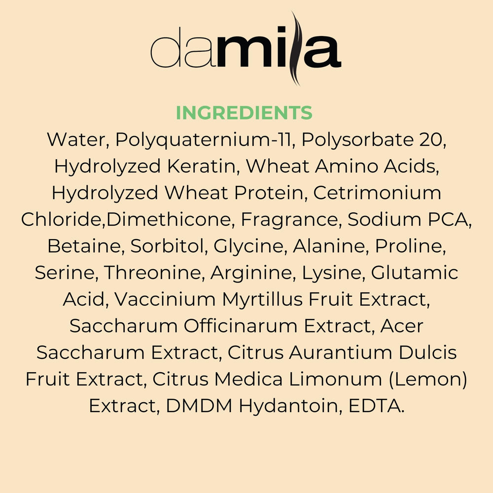 Damila Keratin Leave-In applied on wet hair for easy combing