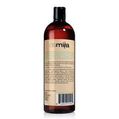 Damila salt sulfate free shampoo bottle pour demonstrates controlled, gentle application.