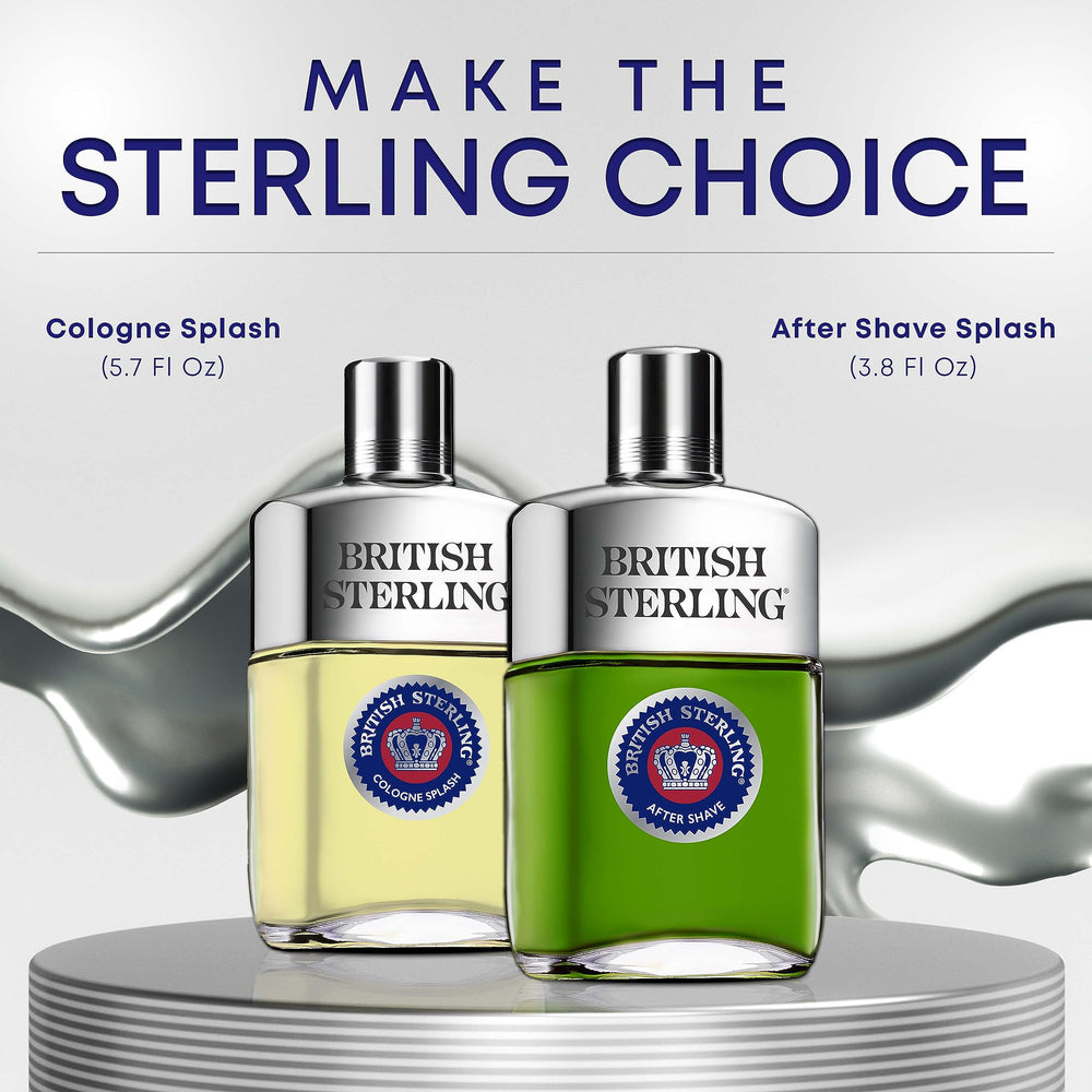 Dana British Sterling Aftershave on morning grooming setup for daily use.
