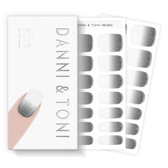 DANNI and TONI Ash Dream grey to white ombre glitter nail wraps for an instant at-home manicure.