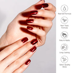 DANNI & TONI Ruby Chrome strips delivering a salon-style manicure at home.
