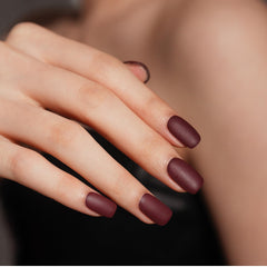 DANNI & TONI matte Burgundy swatch shows velvety finish for chic nails.