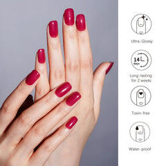 DANNI & TONI nail wraps undergoing UV cure for fast at-home manicure.
