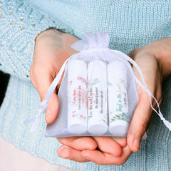 Dansib floral design lip balm packaging features meaningful verses for occasions.