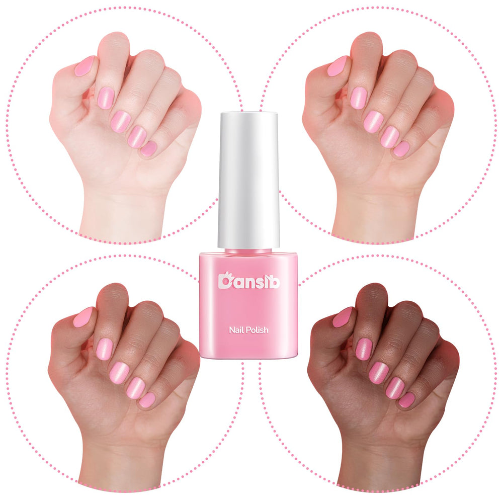 Dansib baby shower gift bags with pink polish and tags for guests