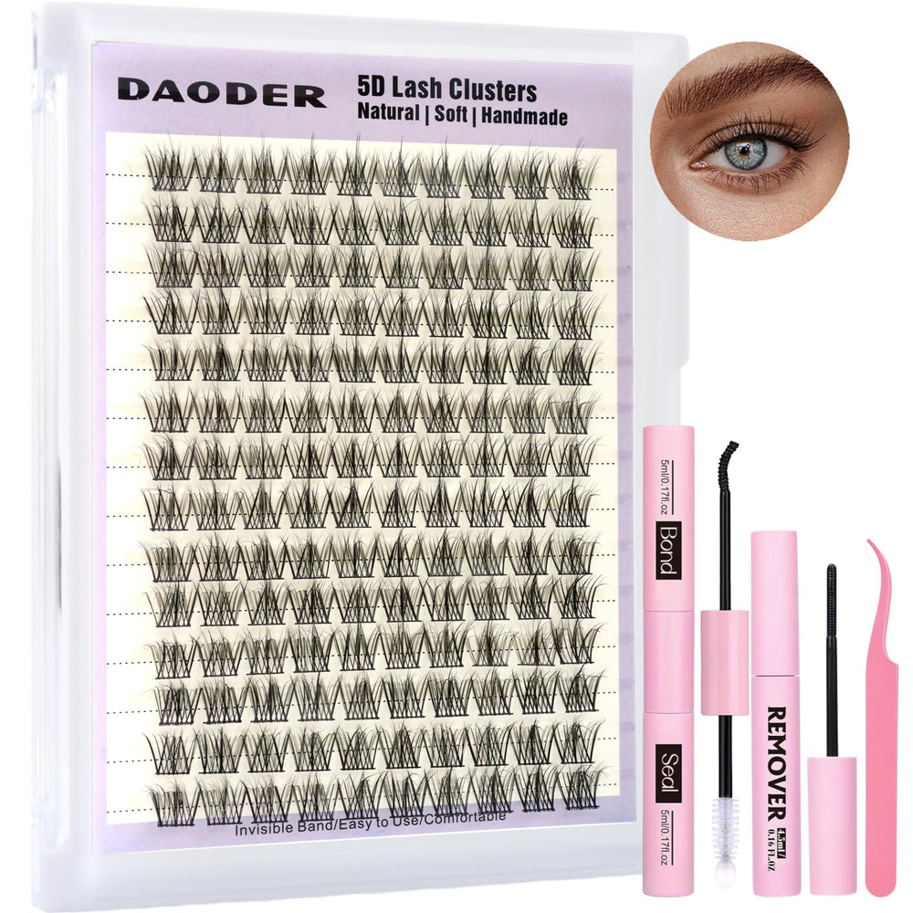 DAODER Wispy Lash Clusters Kit close-up with feather-light bundles for comfort