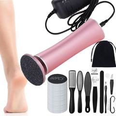Darmave Electric Foot Callus Remover in action on rough heels at home.