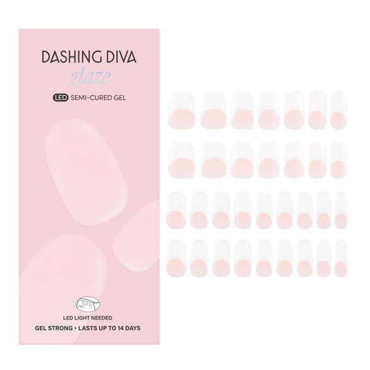 Dashing Diva Glaze Pearly Whites set of 32 semi-cured strips for long-lasting color.
