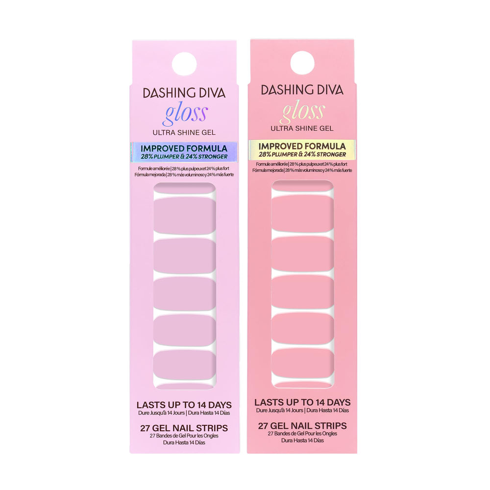 Dashing Diva Gloss Nail Strips Soft Pink Bundle showcase salon-like shine for at-home manicures