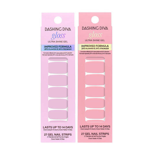 Dashing Diva Gloss Nail Strips Soft Pink Bundle showcase salon-like shine for at-home manicures