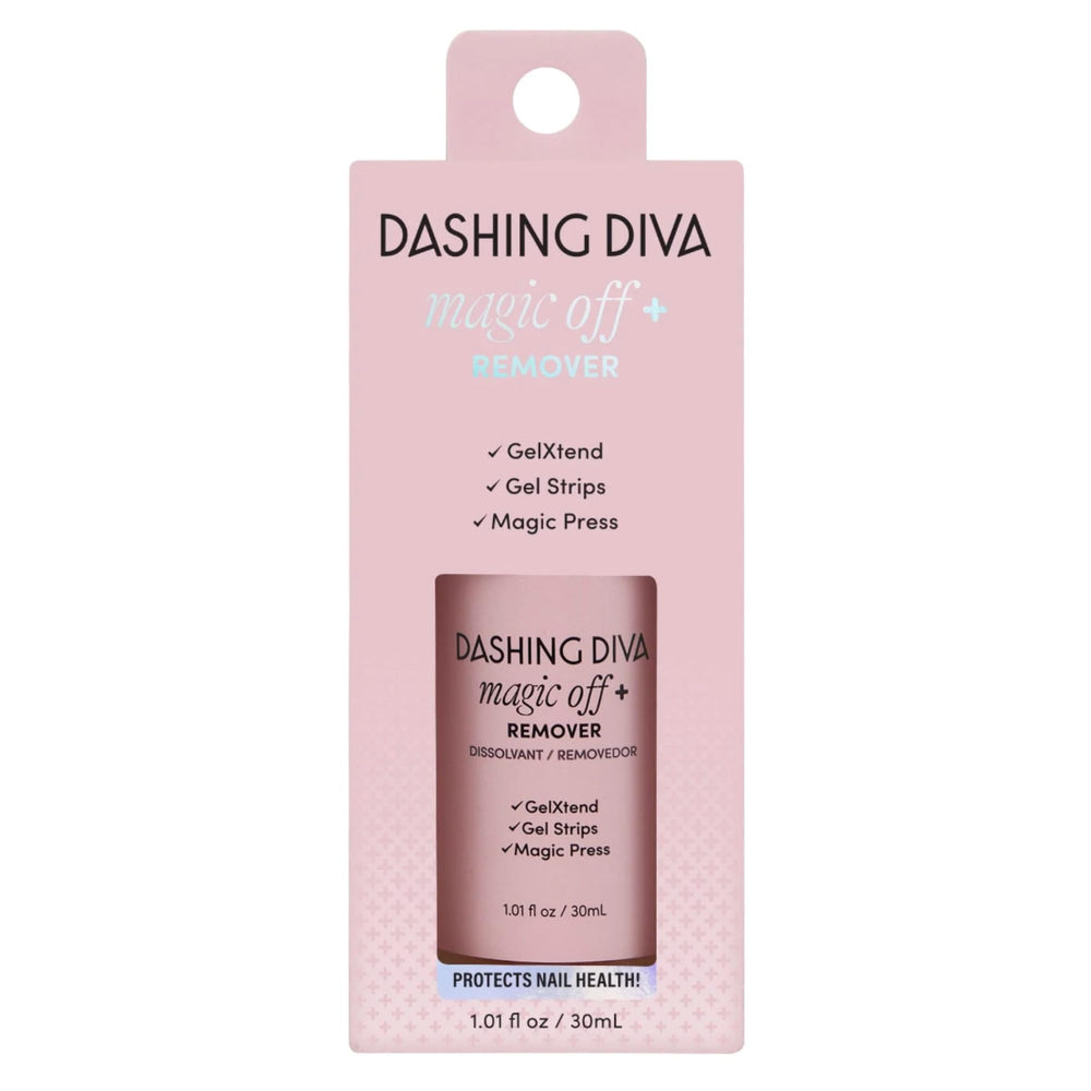 Closeup of Dashing Diva Magic Off+ remover tubes in the 3-pack