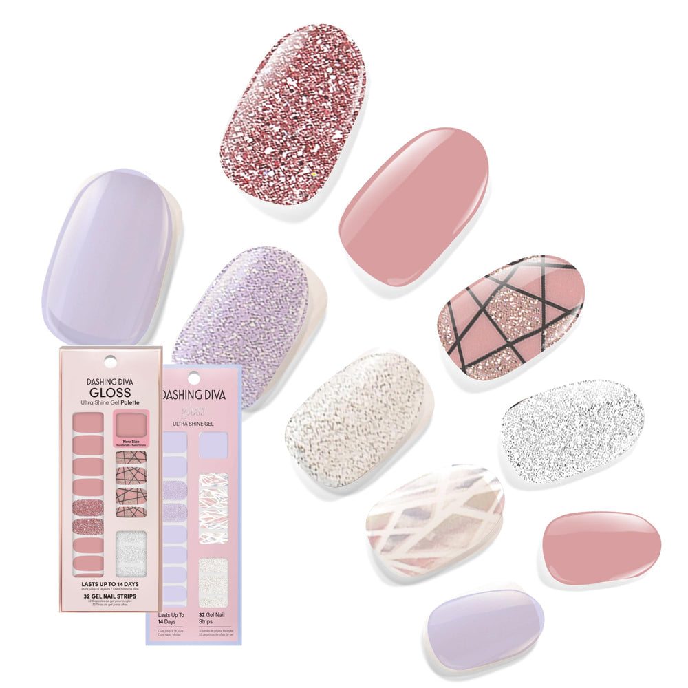 Dashing Diva Rose Sparkle gel strip set for a glossy, long-lasting manicure.