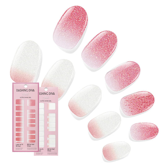 Dashing Diva Smitten at Sundown ombre strips for a glossy manicure.