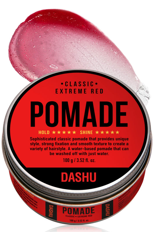 DASHU Classic Extreme Red bottle close-up showing strong hold and shine.