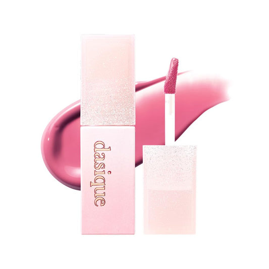 dasique Juicy Dewy Tint Berry Mochi lip swatches reveal bright pink berry with glossy shine and hydration