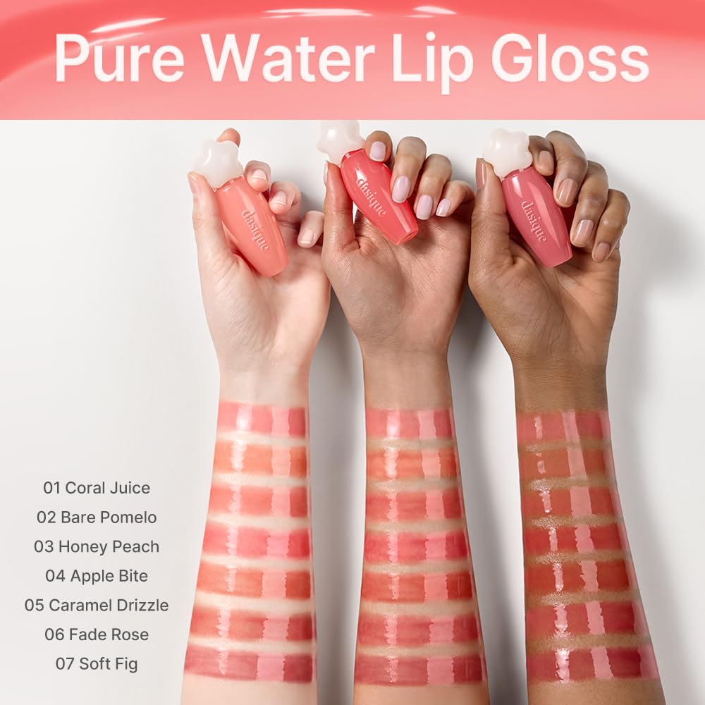 dasique Pure Water Lip Gloss 02 Non-sticky formula for comfortable wear.