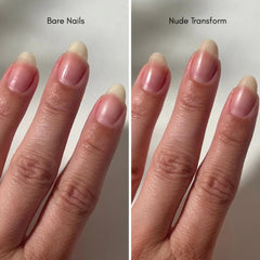 Dazzle Dry Nude Transform nails after application; natural beige finish enhances nails.