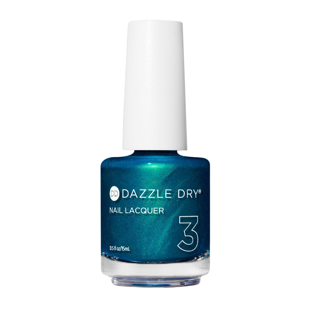 Dazzle Dry Speed Boat aquamarine metallic nail lacquer swatch for fast-drying wear.