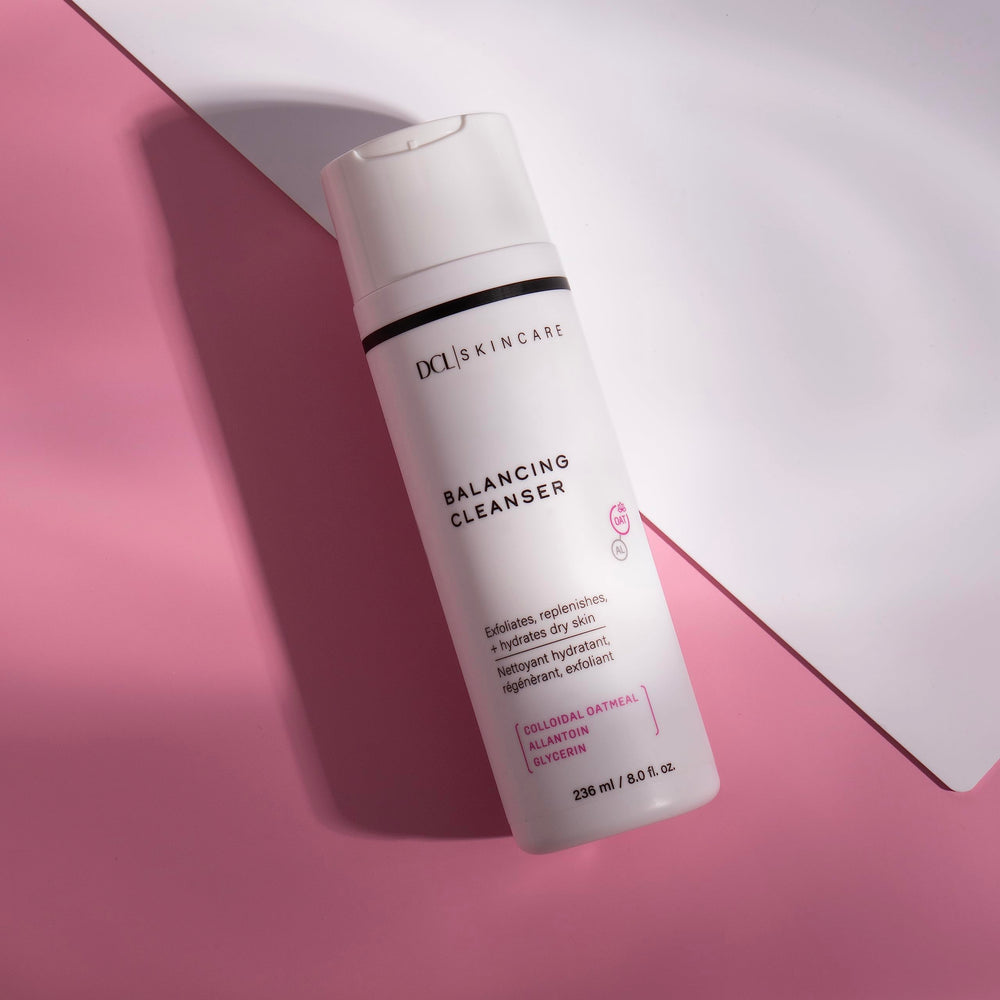 Close-up of DCL Balancing Cleanser texture, rich and creamy.