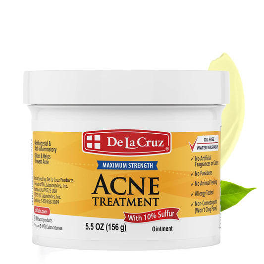 De La Cruz sulfur ointment on the face for targeted spot treatment and clearer skin