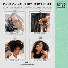 Dead Sea Collection conditioner bottle with pump eases detangling for curly hair.