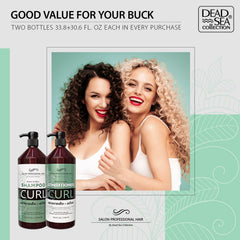 Dead Sea Collection mineral-rich shampoo label highlights pure minerals for healthier-looking curls.