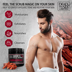 Close-up of Dead Sea Collection Scrub showing sandalwood aroma on skin