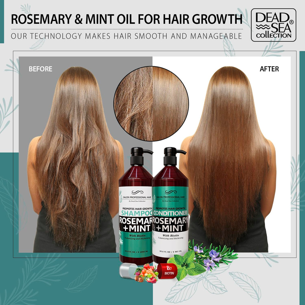 Dead Sea Collection bottle shows shine after wash for healthy-looking hair.