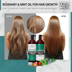 Dead Sea Collection bottle shows shine after wash for healthy-looking hair.