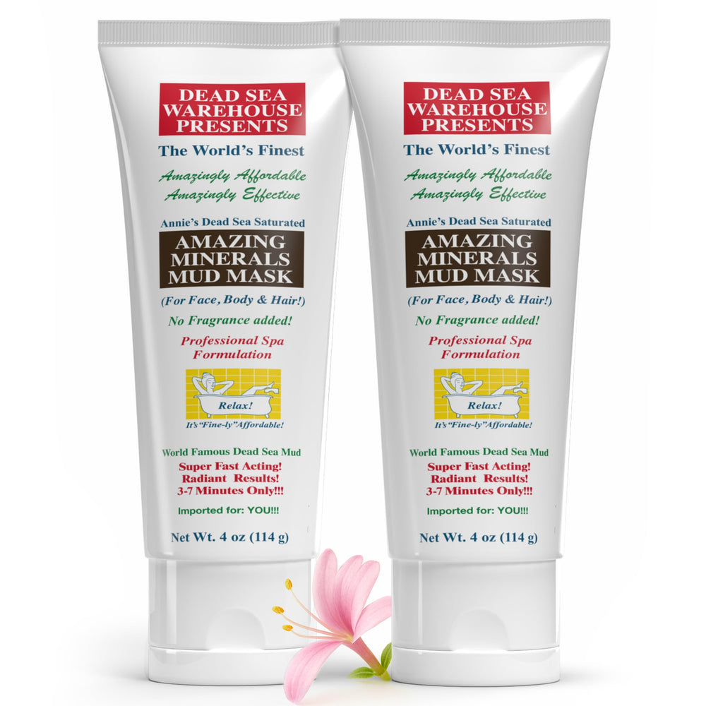 Dead Sea Warehouse mud mask two-bottle set for radiant skin and spa-like hydration.