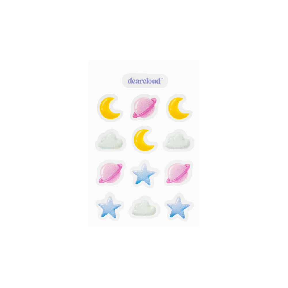 Dearcloud planet-shaped patches help maintain hydration and reduce redness during wear.