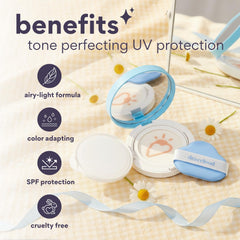 dearcloud Dear Sun skin-tone matching formula creates a velvety base for even complexion