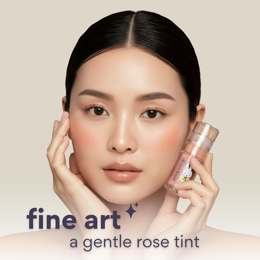 Dearcloud Miffy Gentle Crush Serum Blush bottle pour demonstrates easy, mess-free application for a rosy flush