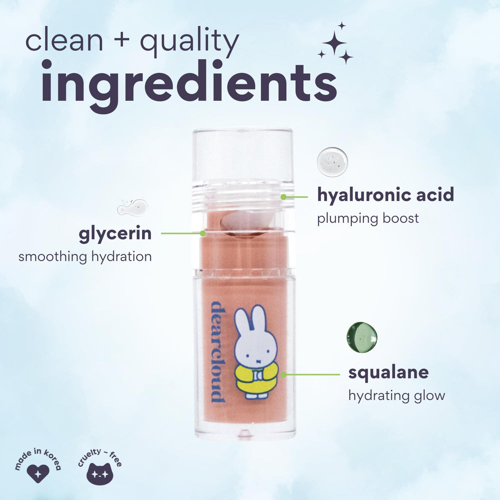 Dearcloud Miffy Gentle Crush Serum Blush swirl on cheek achieves dewy finish with buildable color