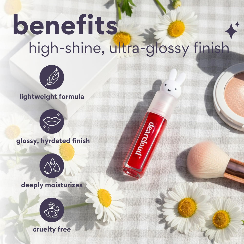 Dearcloud Miffy Lip Serum Jelly on lips with tinted shine.