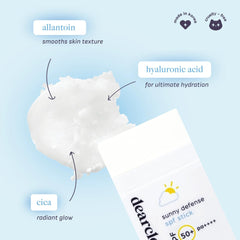 dearcloud Sunny Defense Sunscreen Stick SPF 50+ PA++++ protection shown for sun defense.