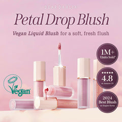 DEAR DAHLIA Petal Drop Blush Glory cheek swatch shows buildable color.