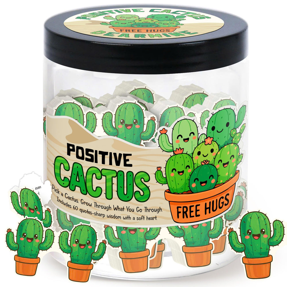 DEARMINE Positive Cactus Jar with 60 affirmations for daily motivation.