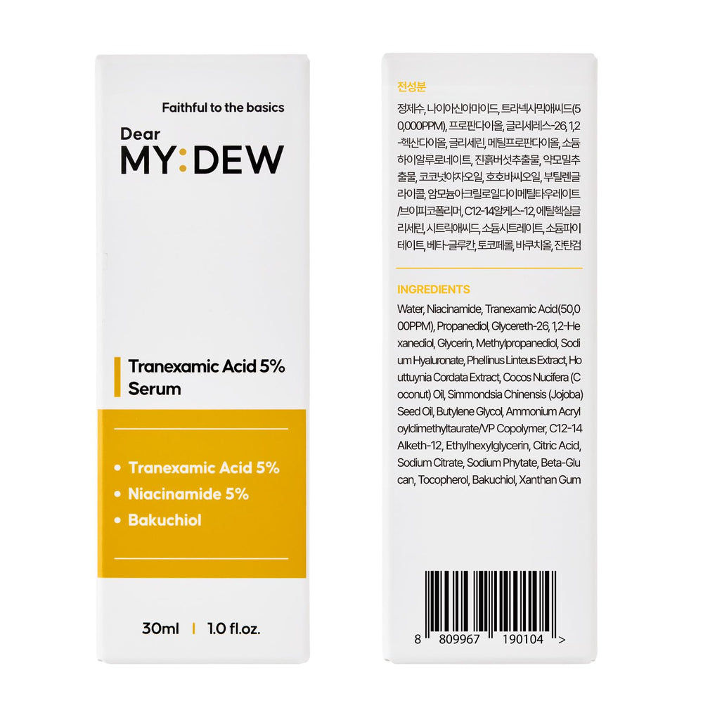 Elegant bathroom shelf displaying DearMYDEW line and glass dropper