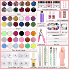 Deciniee powder colors pink white and clear for versatile nail art