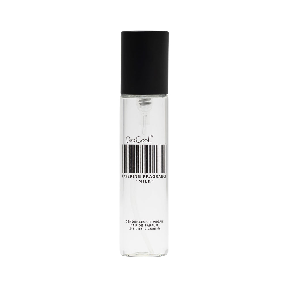 DedCool Milk EDP bottle front, genderless luxury and bright Mediterranean scent.