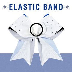 Close-up of DEEKA rhinestones on 8-inch bows for stage-ready brightness
