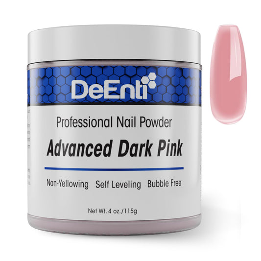 DeEnti dark pink acrylic powder bottle for bubble-free results