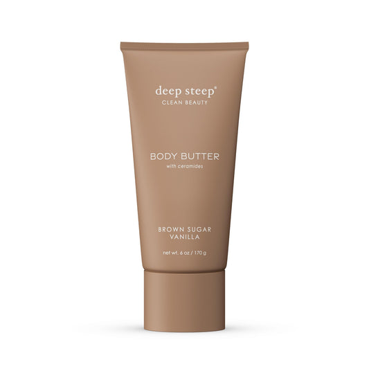 Deep Steep Body Butter jar with brown sugar vanilla for rich hydration.